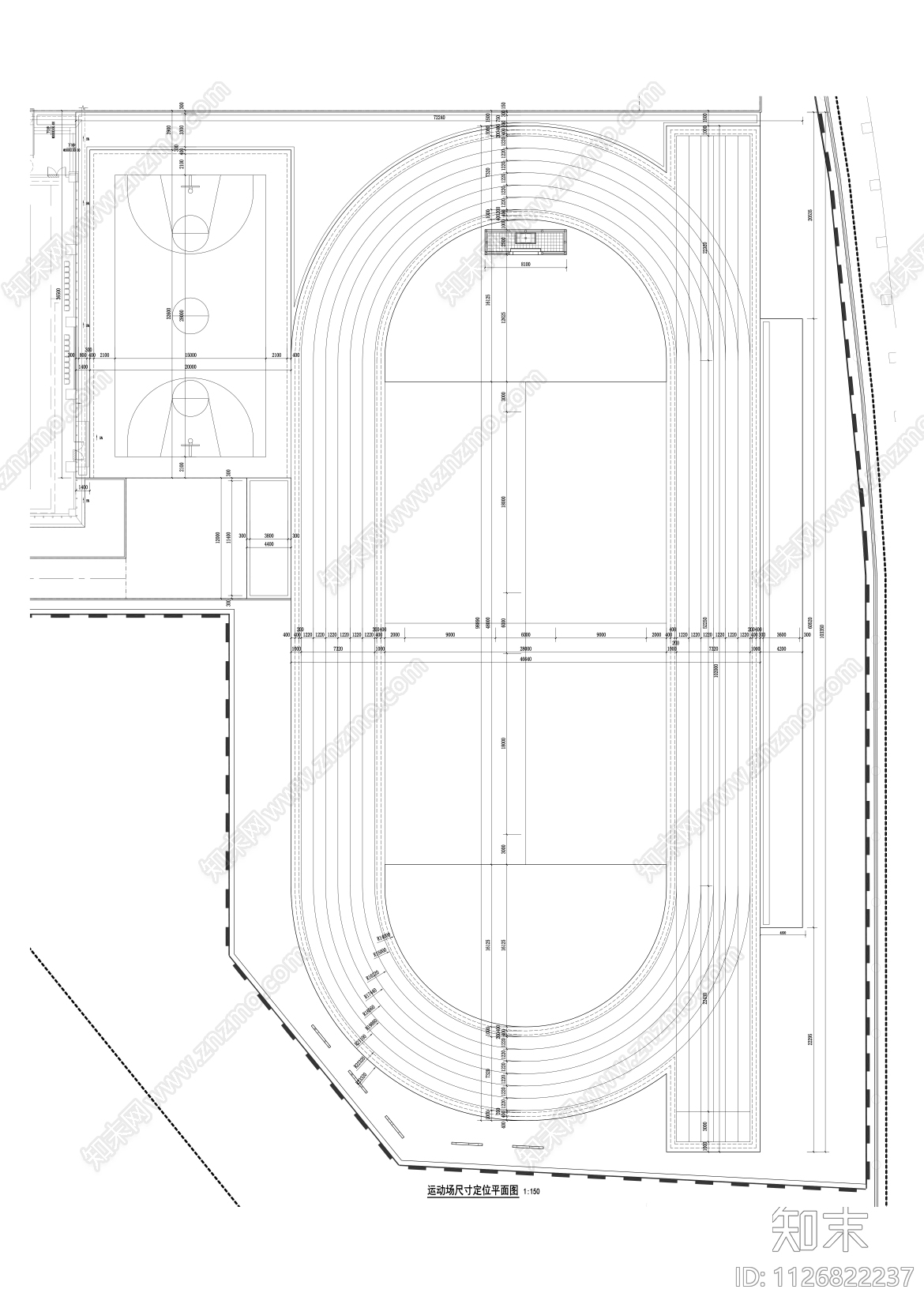 中小学运动场cad施工图下载【ID:1126822237】