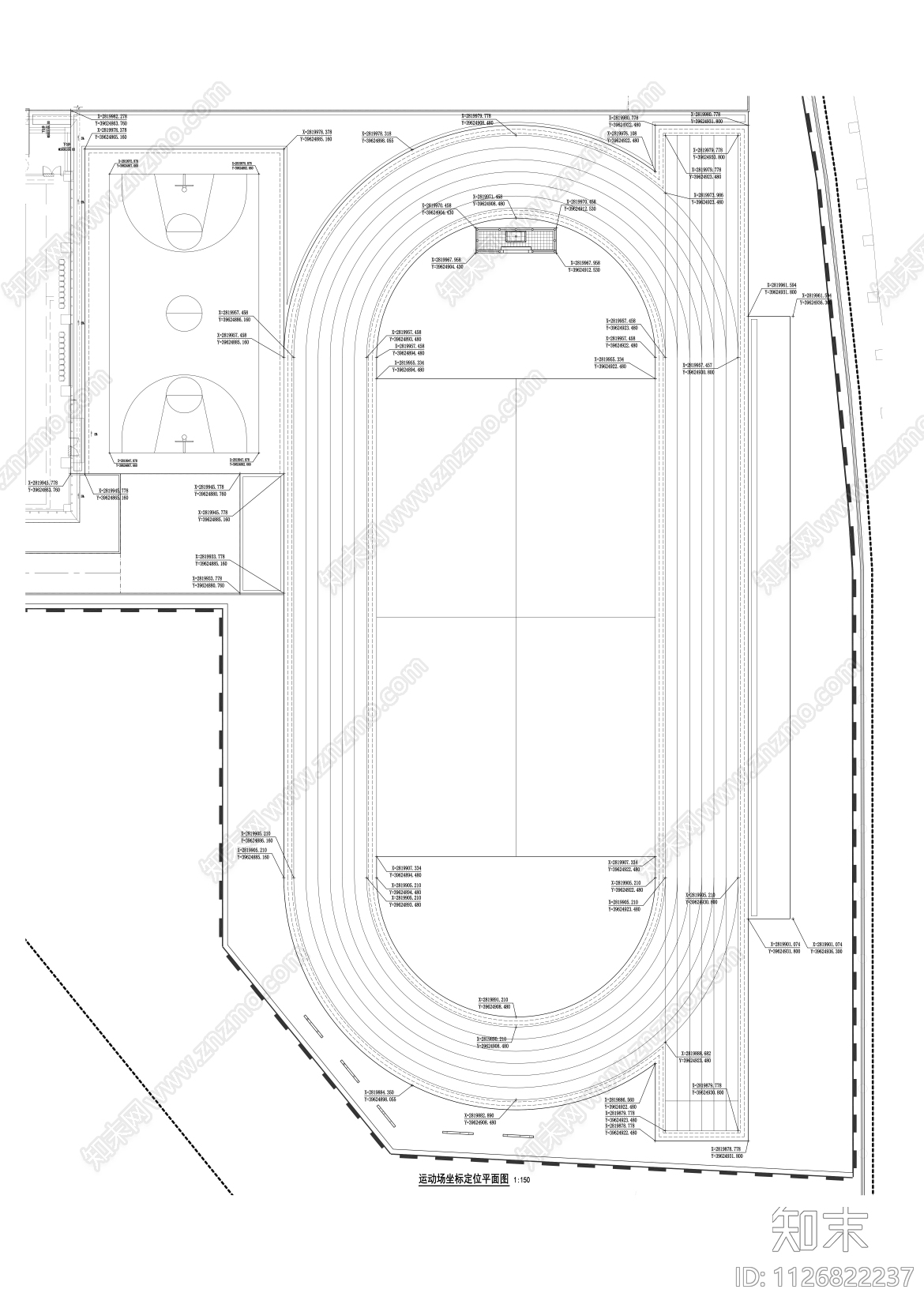 中小学运动场cad施工图下载【ID:1126822237】