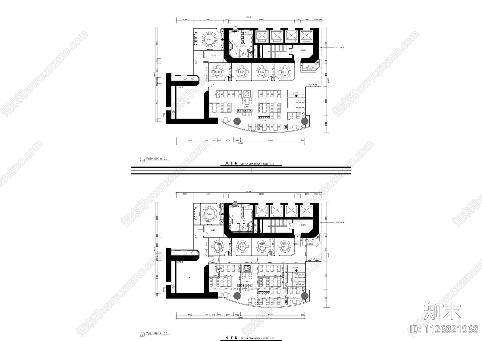 丹露店餐厅平面施工图cad施工图下载【ID:1126821968】