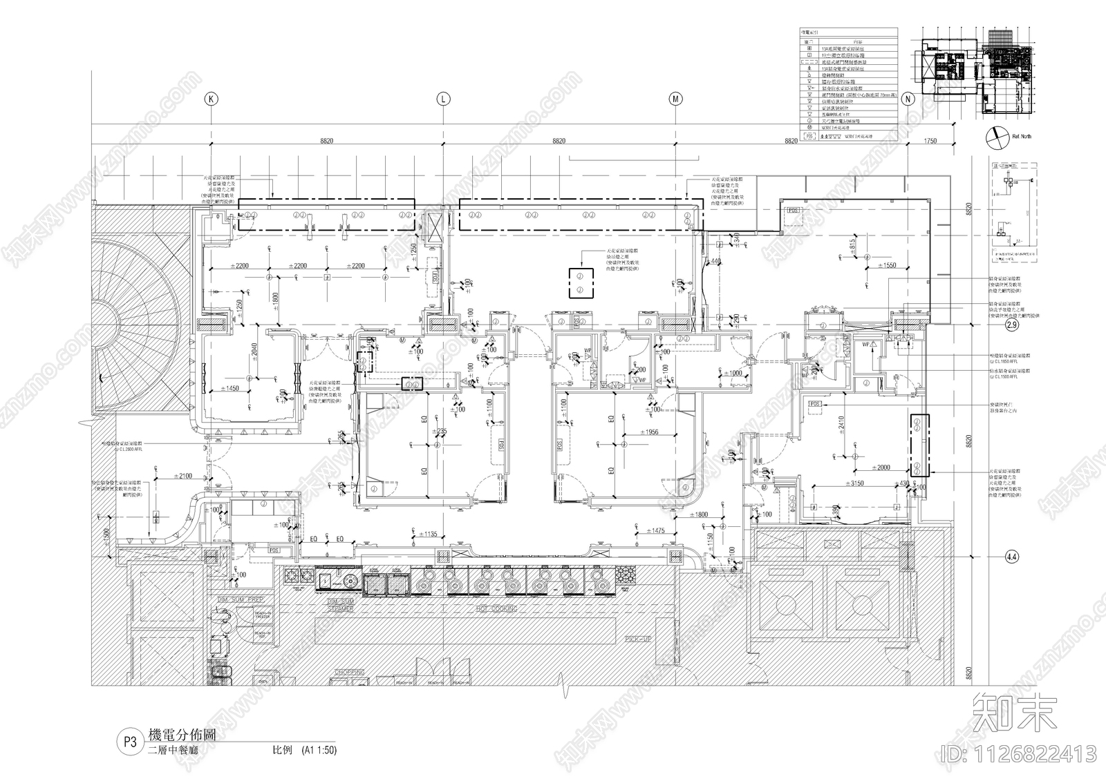 上海四季酒店二层中餐厅平面cad施工图下载【ID:1126822413】