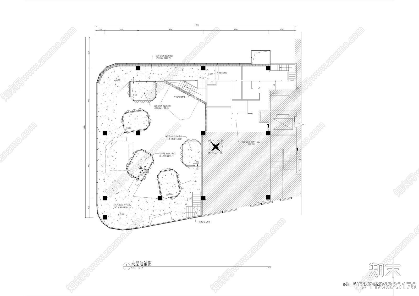 胡桃里音乐餐厅平面施工图cad施工图下载【ID:1126823176】