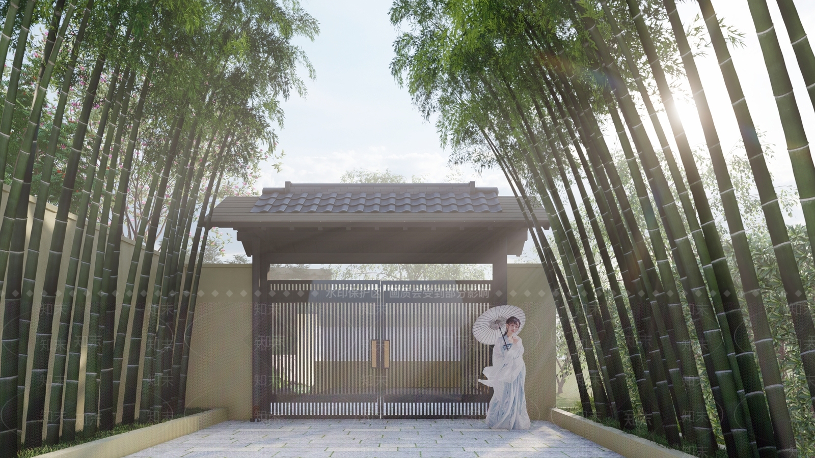 日式庭院门SU模型下载【ID:1126823598】