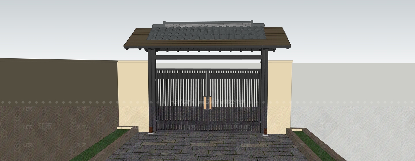 日式庭院门SU模型下载【ID:1126823598】