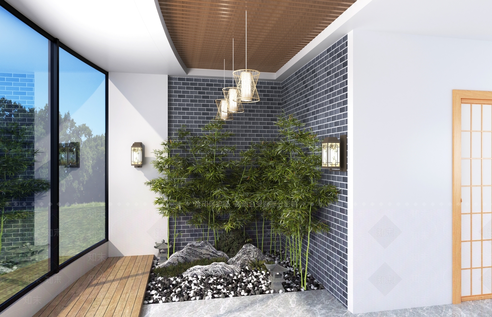 新中式阳台造景3D模型下载【ID:1126824415】