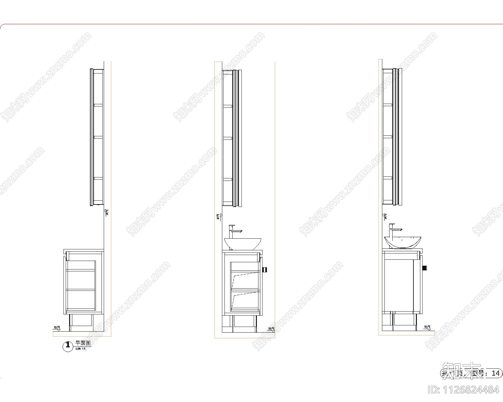 现代卫生间柜cad施工图下载【ID:1126824484】