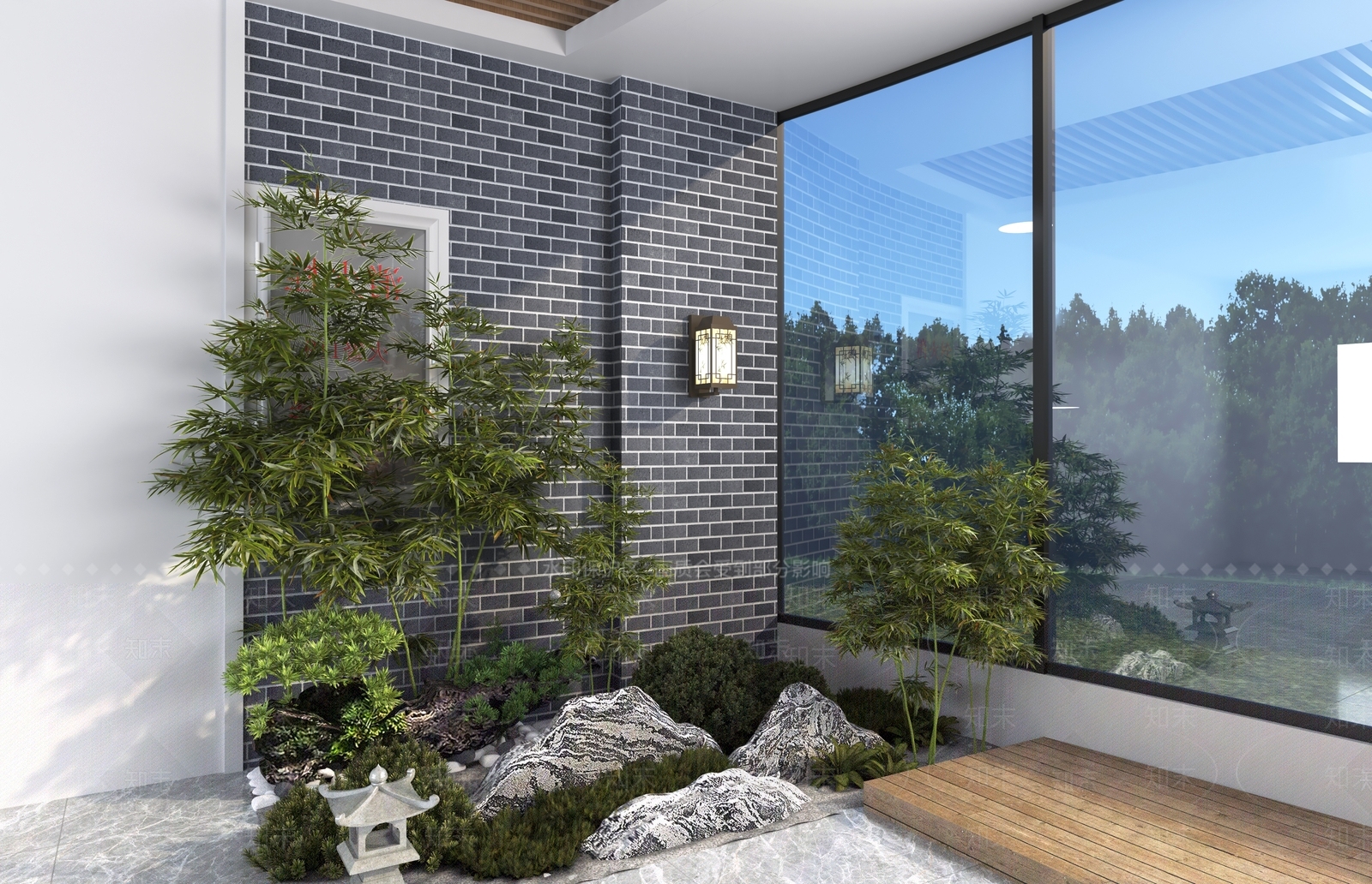 新中式阳台造景3D模型下载【ID:1126824833】