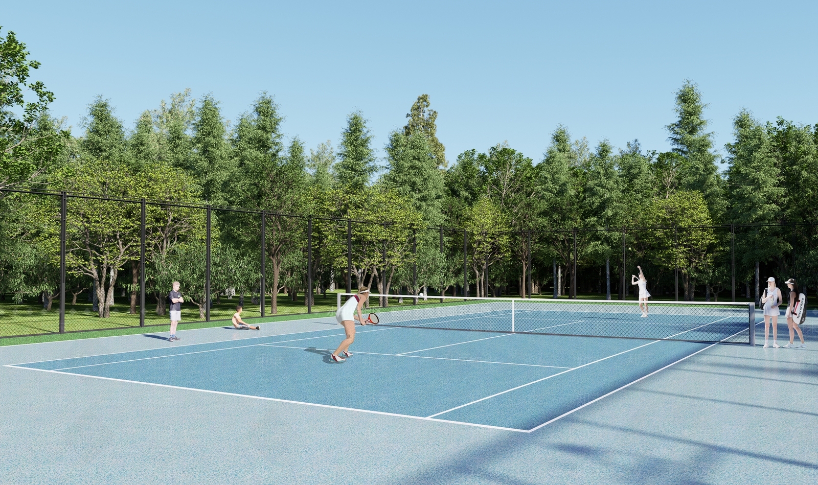 现代网球场地SU模型下载【ID:1126830061】