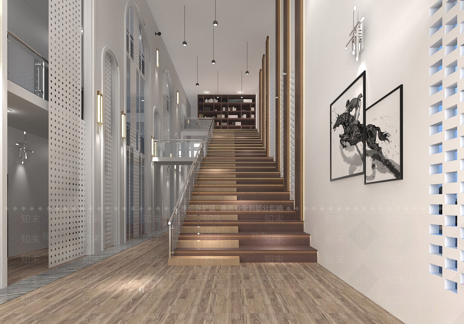 现代室内走廊3D模型下载【ID:1126833884】