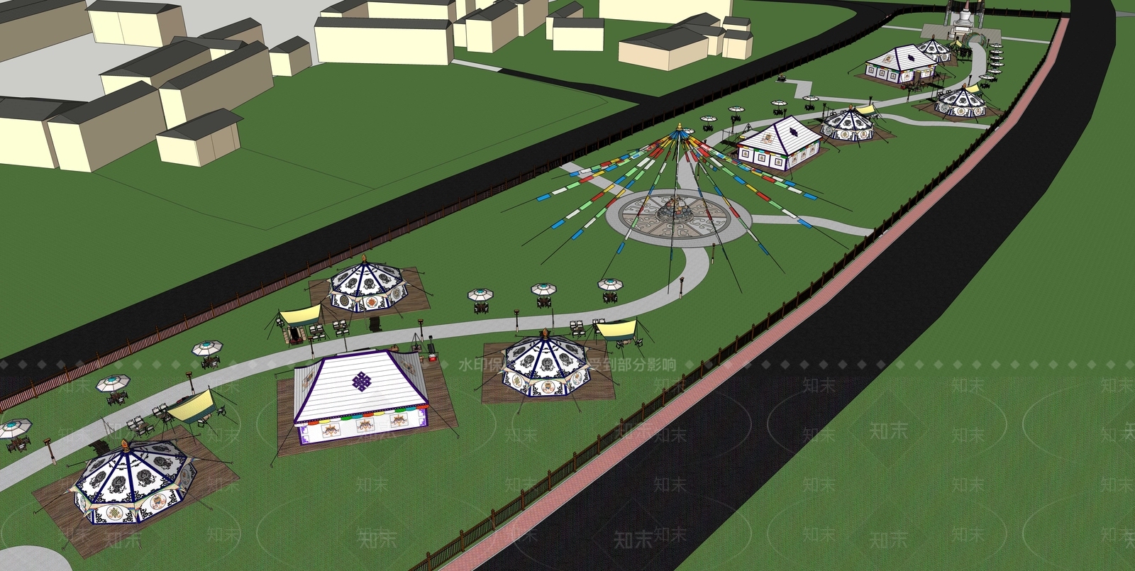 现代公园景观SU模型下载【ID:1126835361】