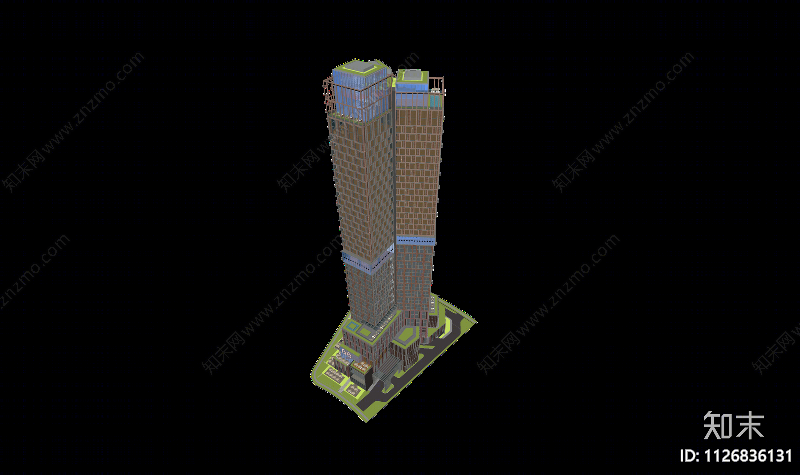 现代超高层办公楼SU模型下载【ID:1126836131】