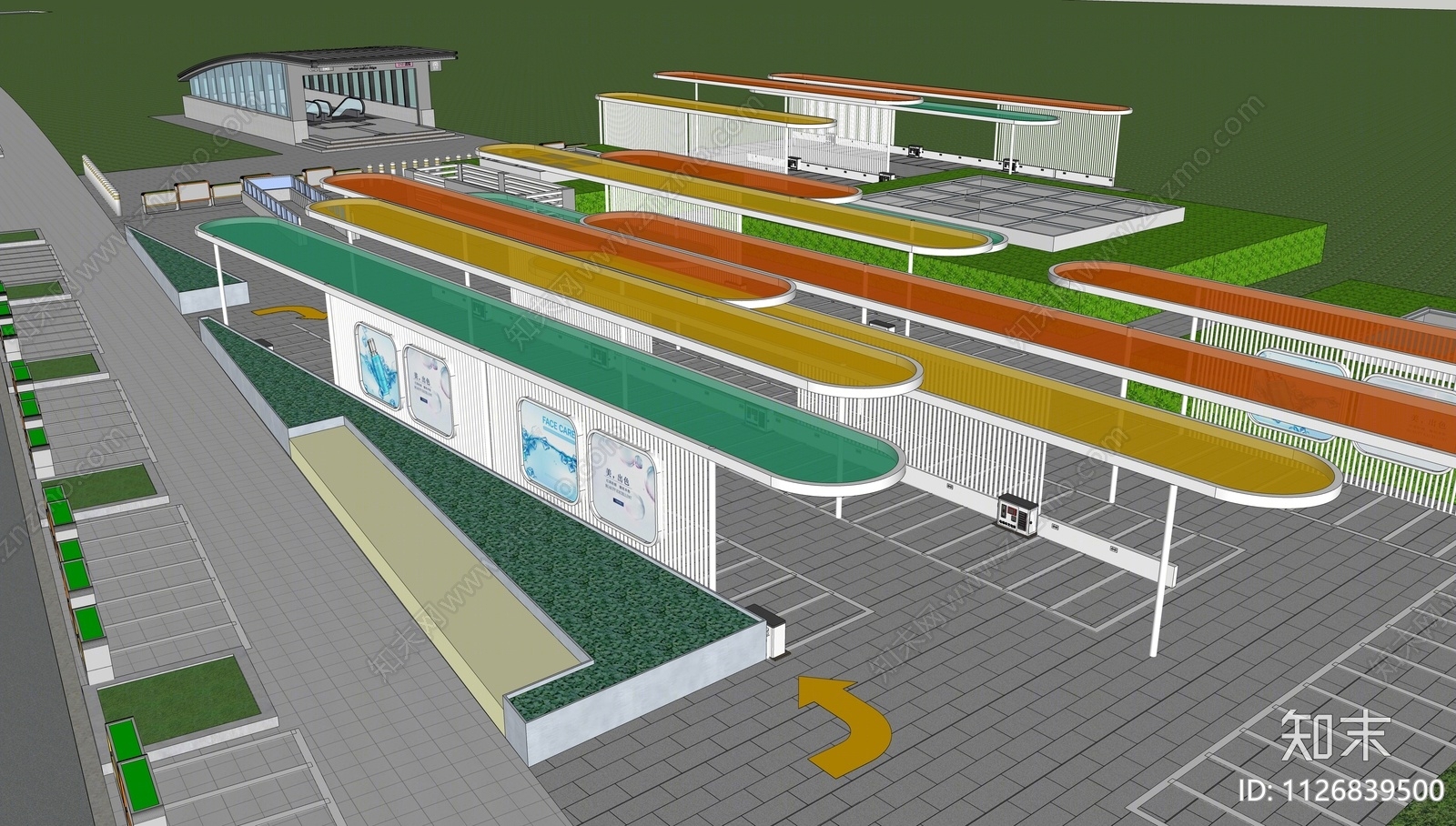 现代地铁站景观SU模型下载【ID:1126839500】