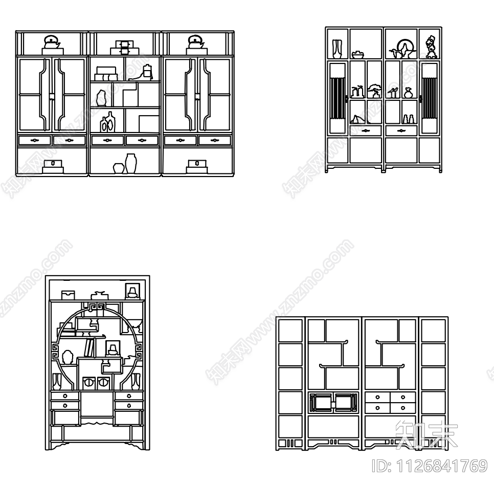 2022新款博古架施工图下载【ID:1126841769】