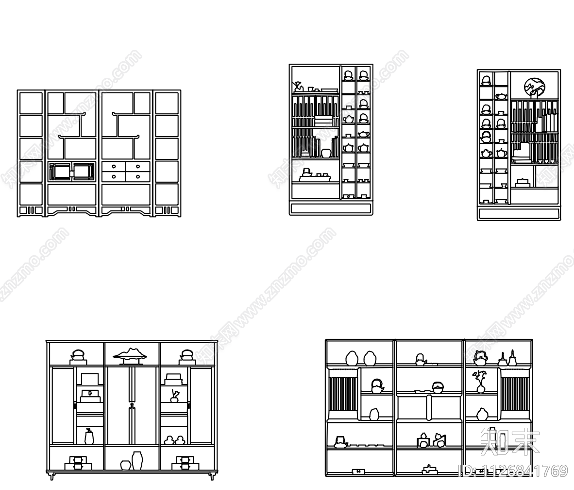 2022新款博古架施工图下载【ID:1126841769】