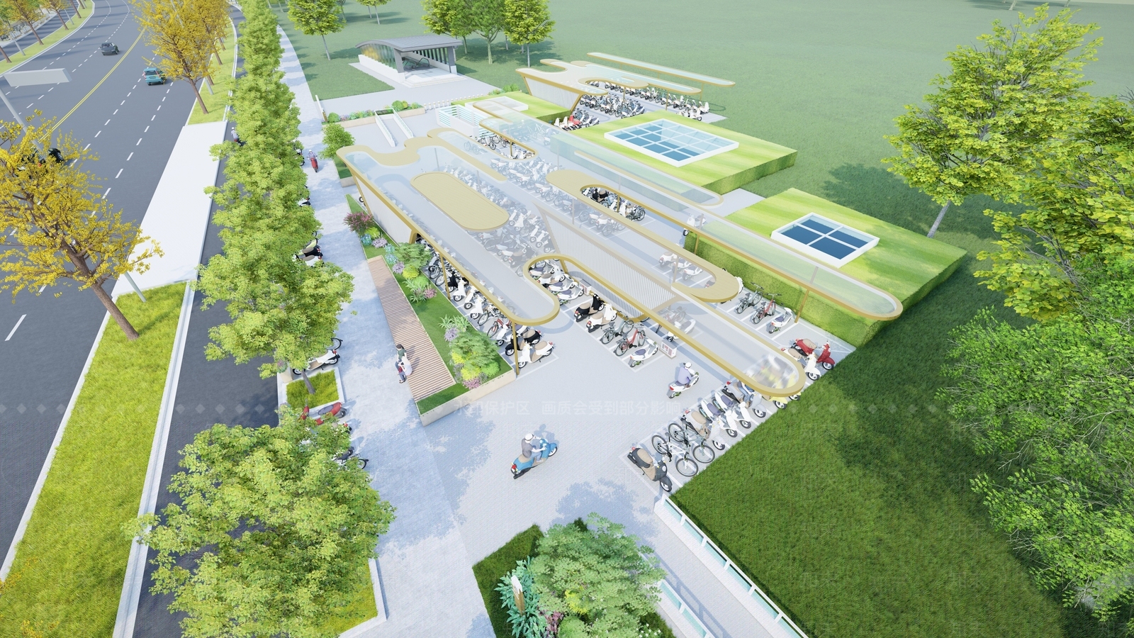 现代停车棚SU模型下载【ID:1126845979】