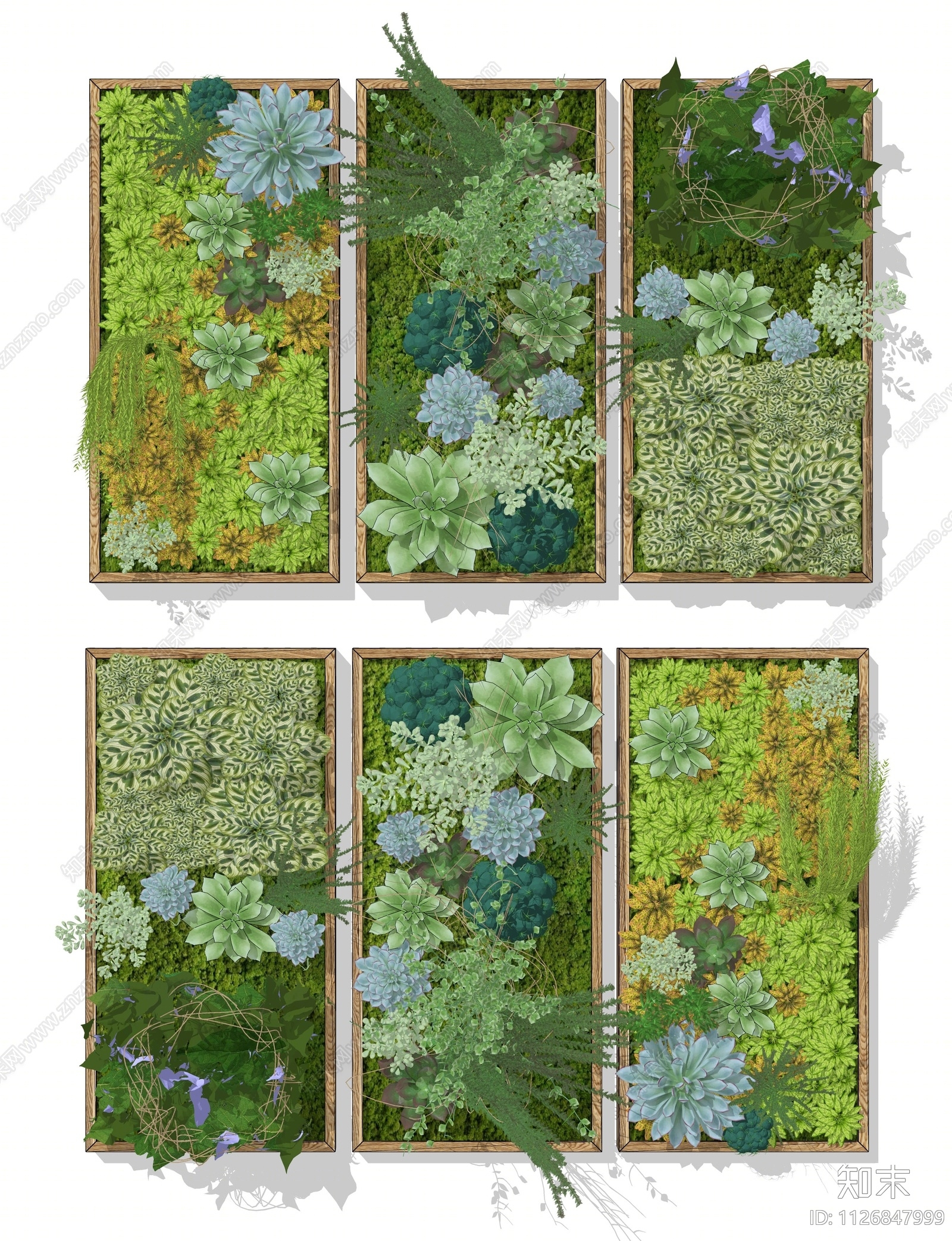 绿植植物墙垂直绿化墙饰组合SU模型下载【ID:1126847999】