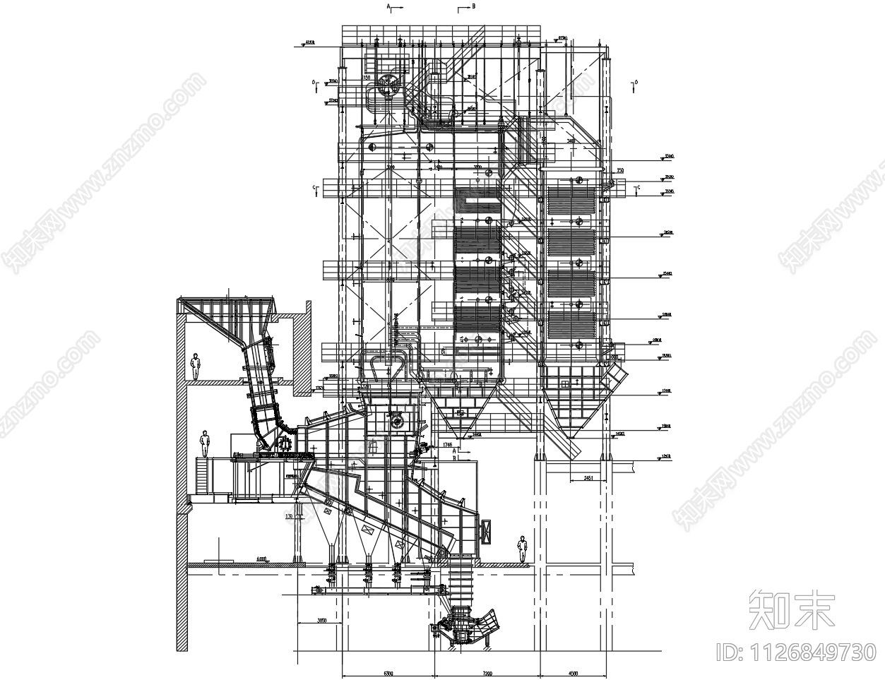 垃圾焚烧余热锅炉外形图施工图下载【ID:1126849730】