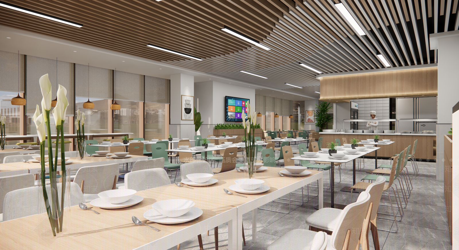 现代自助餐厅SU模型下载【ID:1126862209】