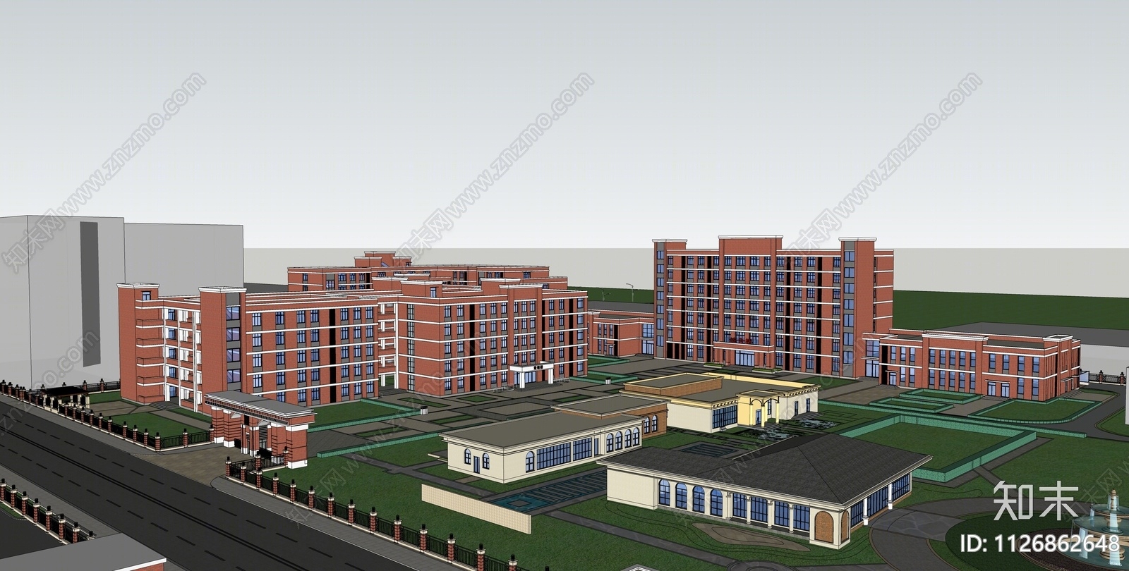 现代红砖学校SU模型下载【ID:1126862648】