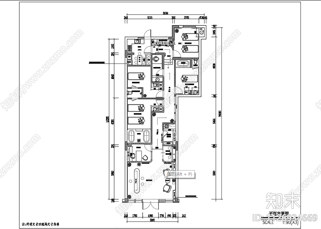 现代美容院cad施工图下载【ID:1126934669】