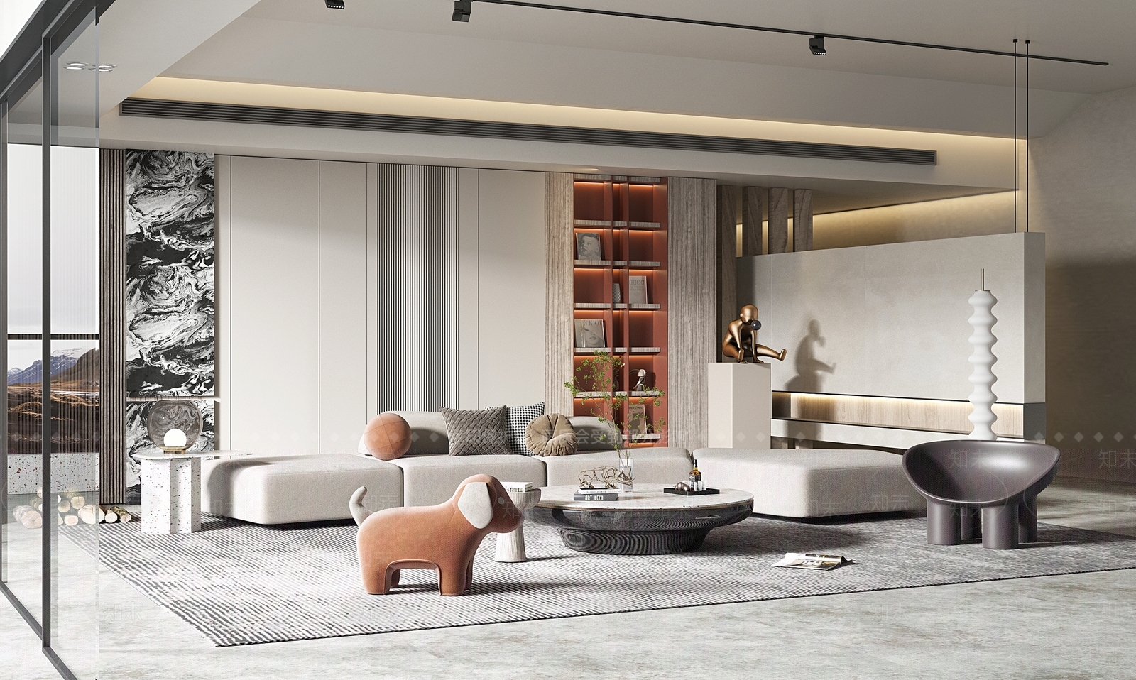 现代简约客厅3D模型下载【ID:1126874267】_知末3d模型网