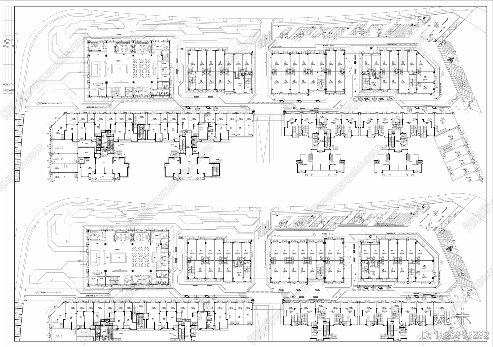 钦州白石湖风情商业街全套cad施工图下载【ID:1126885282】