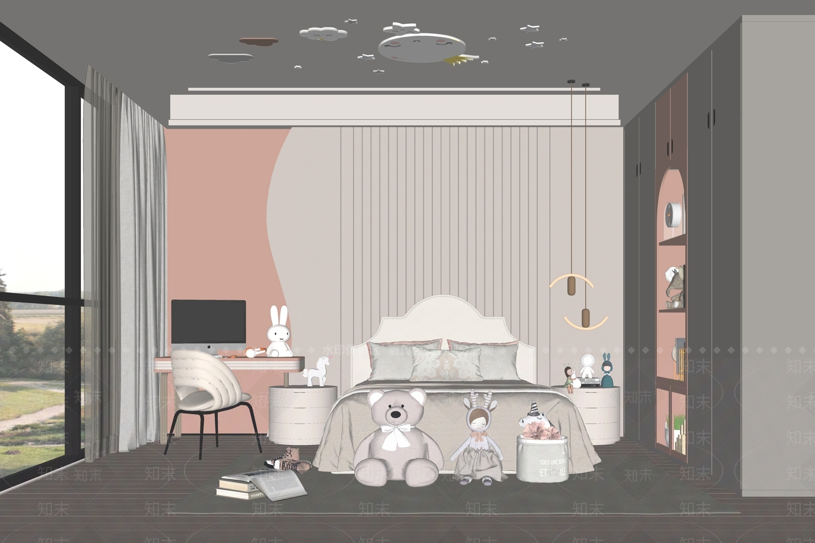 现代女孩房SU模型下载【ID:1126886846】