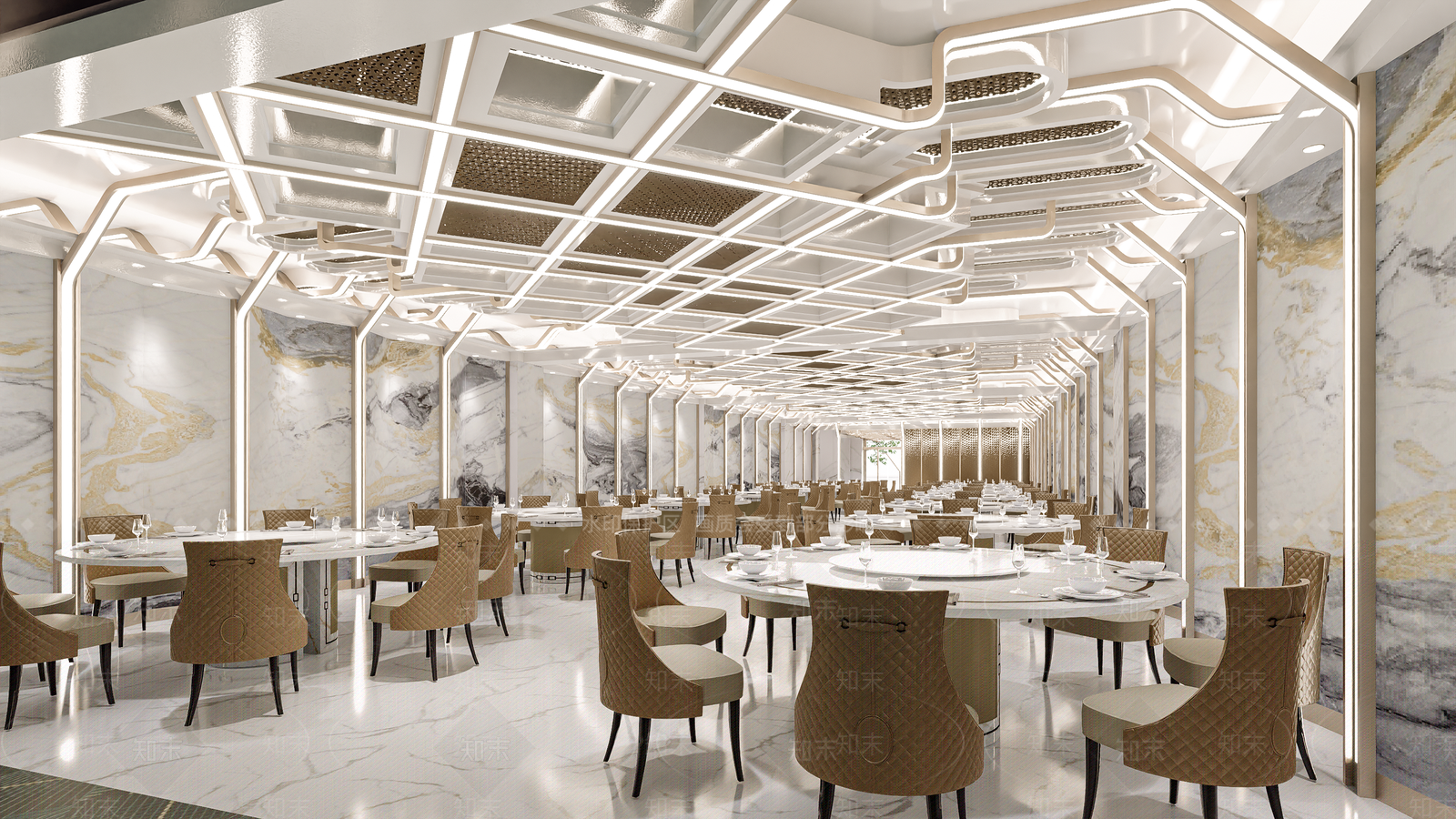 现代酒店宴会厅SU模型下载【ID:1126941384】