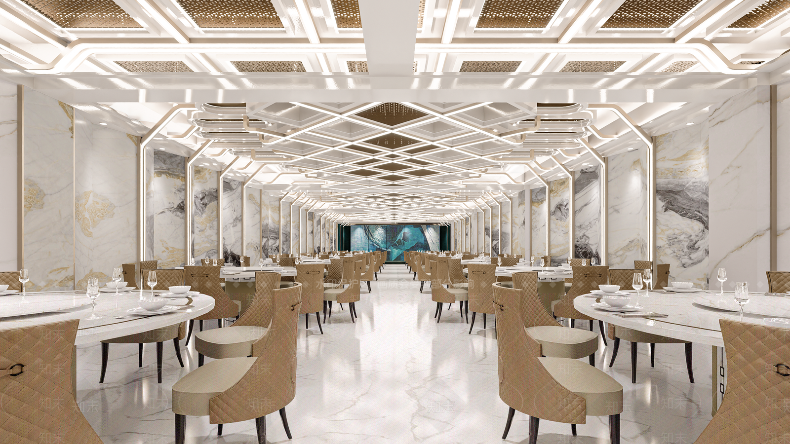 现代酒店宴会厅SU模型下载【ID:1126941384】