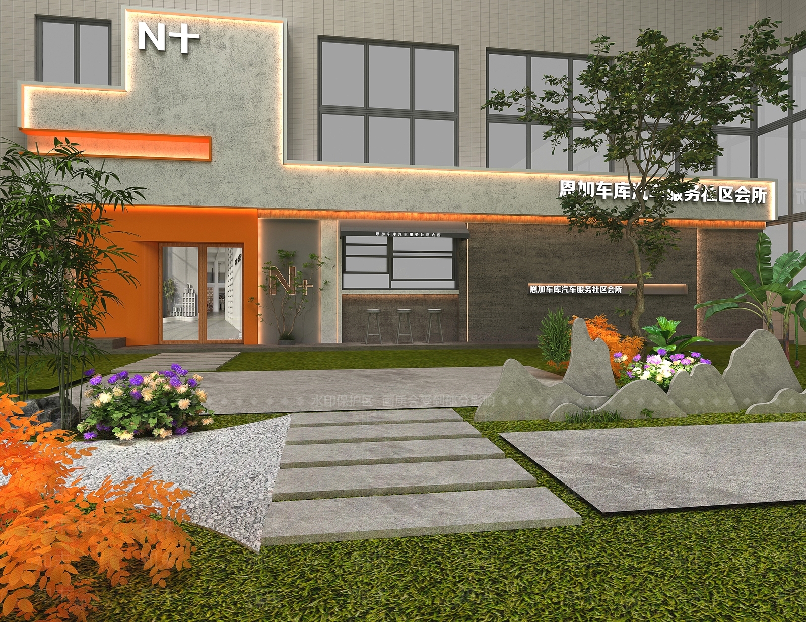 现代汽车服务会所门头3D模型下载【ID:1126906040】