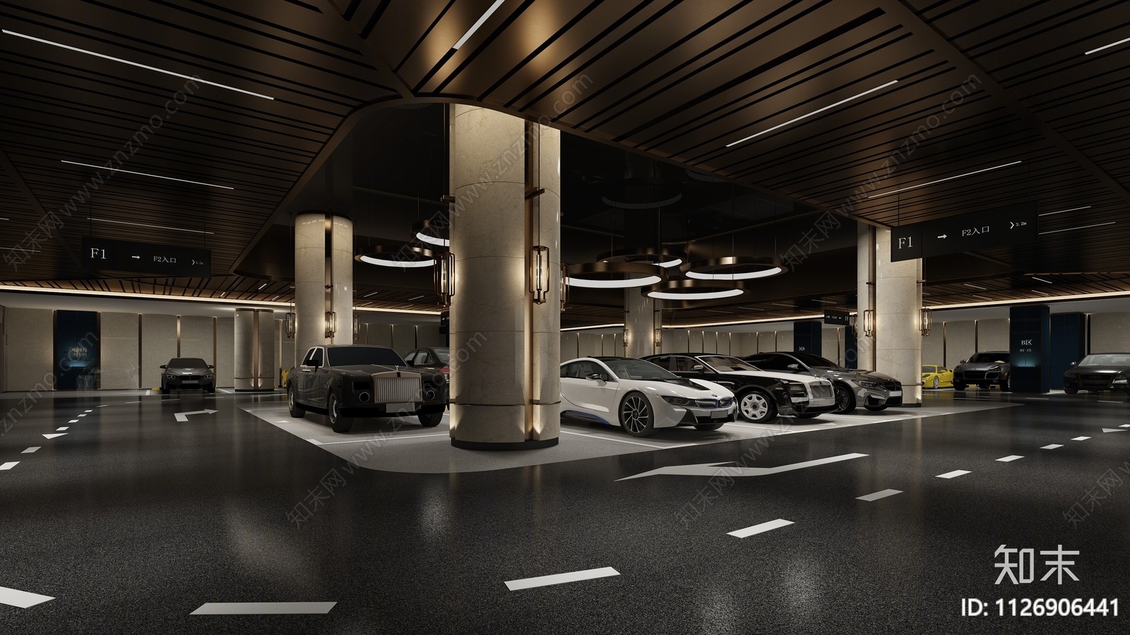 现代地下停车场3D模型下载【ID:1126906441】_知末3d模型网