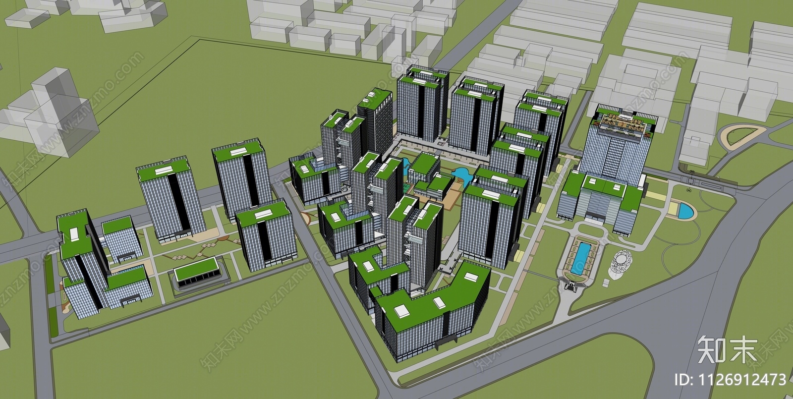 现代产业园SU模型下载【ID:1126912473】