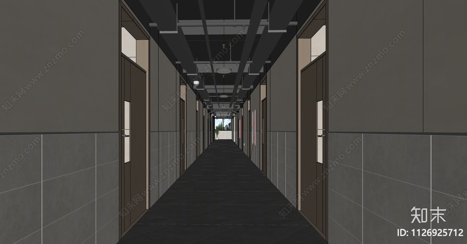 现代学校宿舍走道SU模型下载【ID:1126925712】_知末su模型网