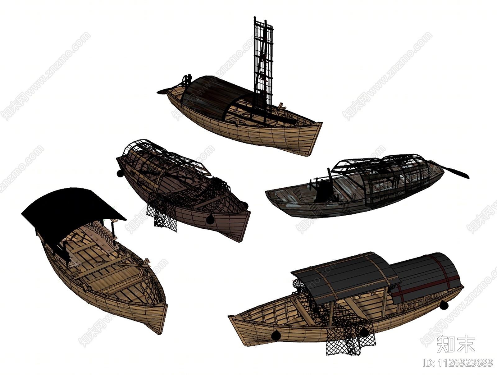 乌篷船SU模型下载【ID:1126923689】