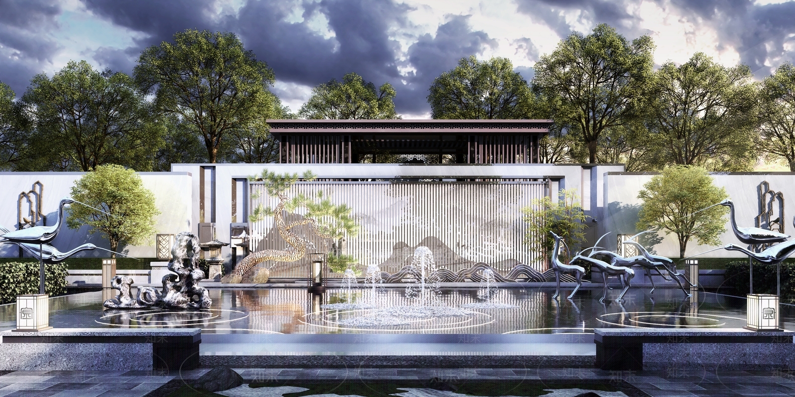 新中式假山水景3D模型下载【ID:1126924825】