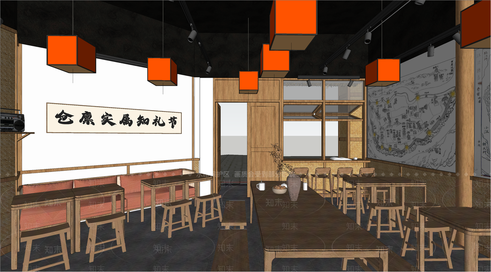 中式快餐店SU模型下载【ID:1126926743】