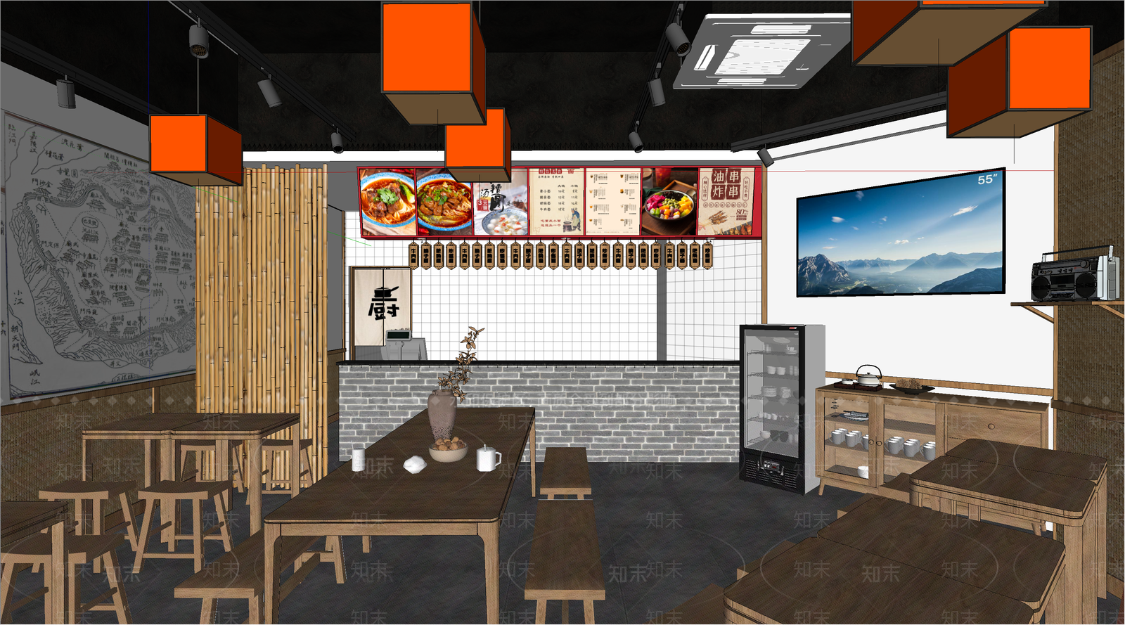 中式快餐店SU模型下载【ID:1126926743】