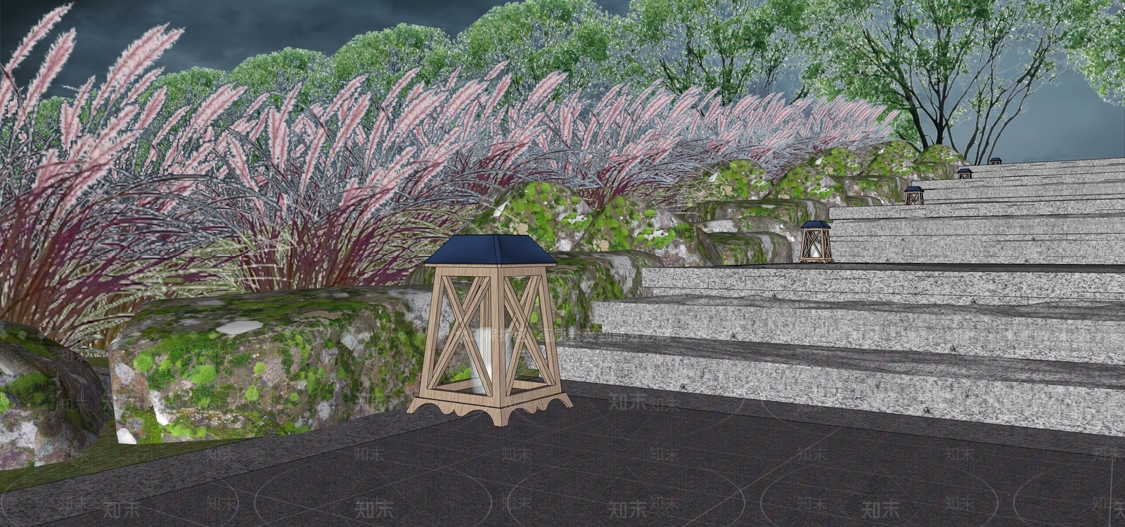 现代山道景观灯SU模型下载【ID:1126928650】
