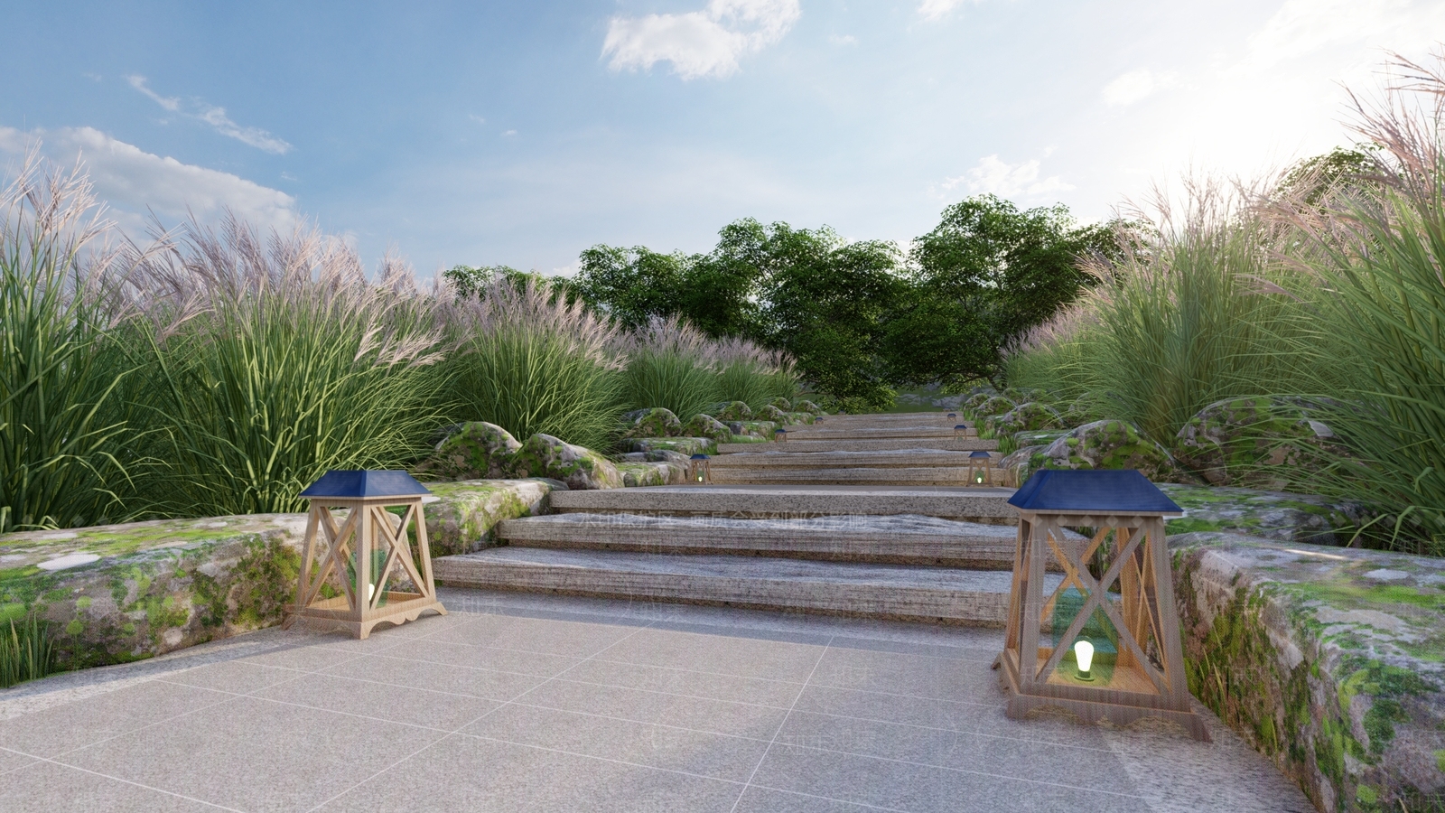 现代山道景观灯SU模型下载【ID:1126928650】