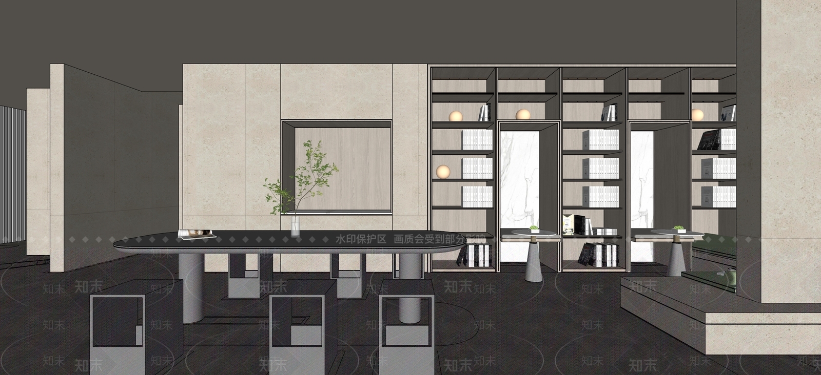 现代阅读室SU模型下载【ID:1126935795】