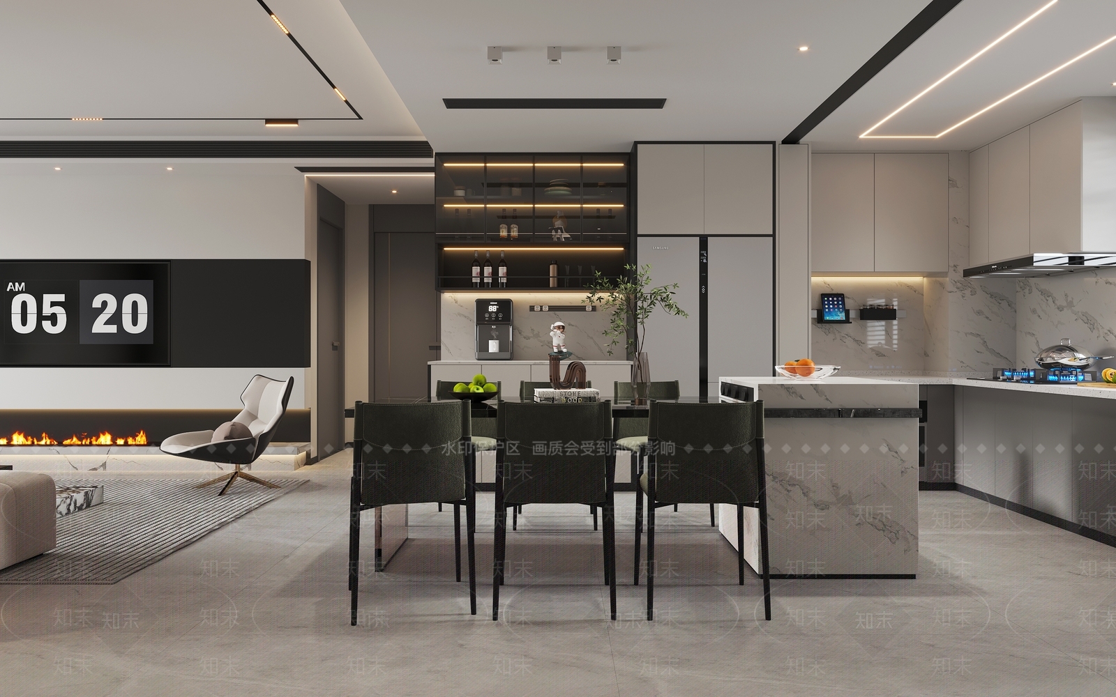 现代客餐厅3D模型下载【ID:1126940143】_知末3d模型网