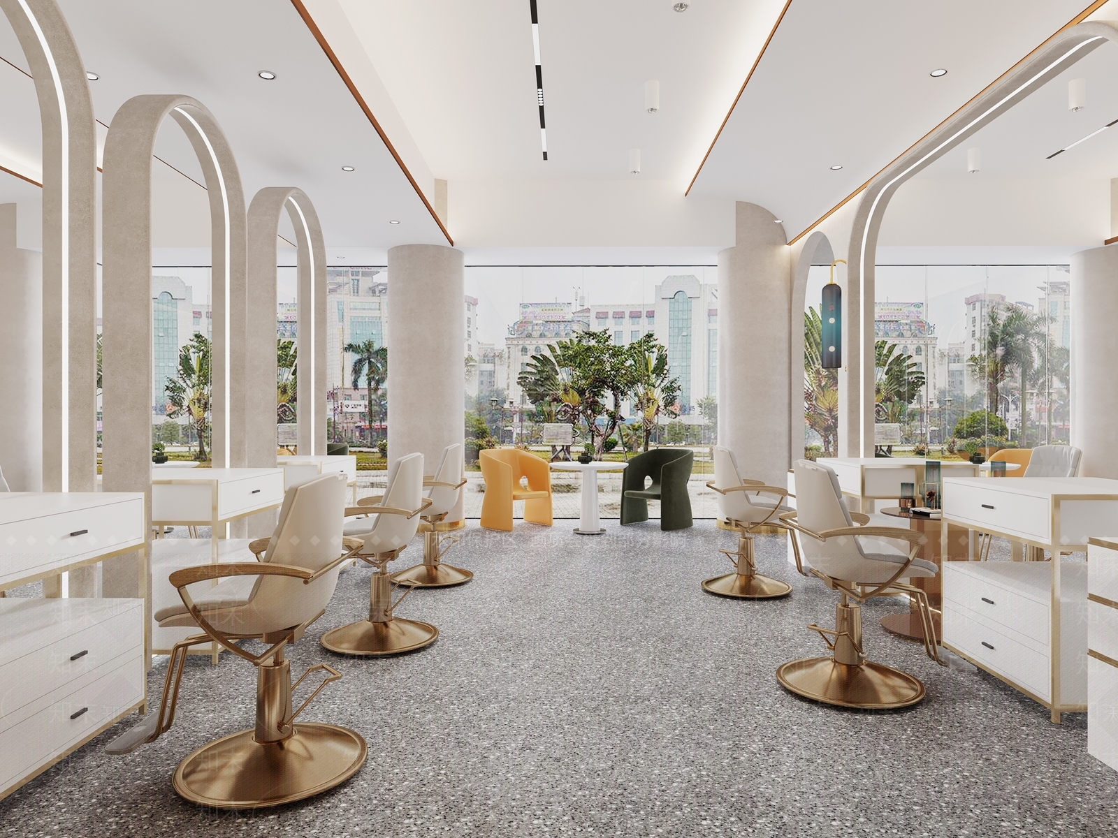 现代奶油风理发店3D模型下载【ID:1126945351】