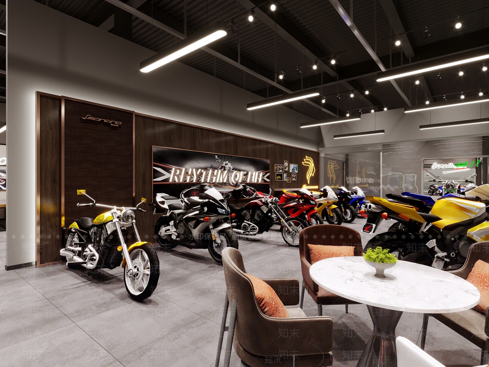 工业风摩托车展厅3D模型下载【ID:1126946862】