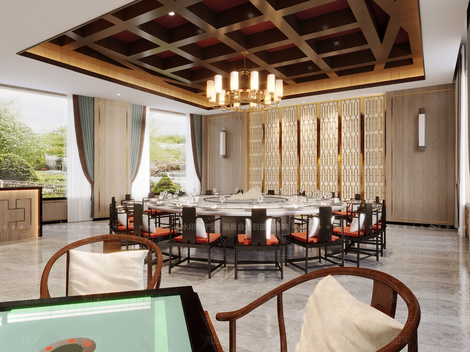 新中式中餐厅包间3D模型下载【ID:1126948002】_知末3d模型网