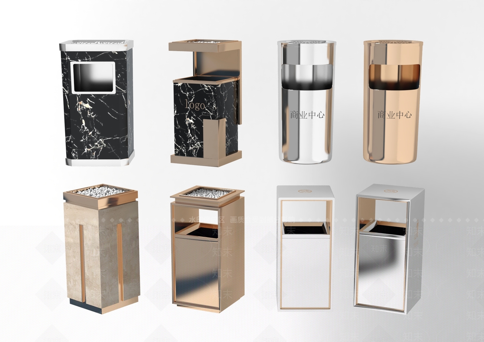 现代公共垃圾桶SU模型下载【ID:1126951886】