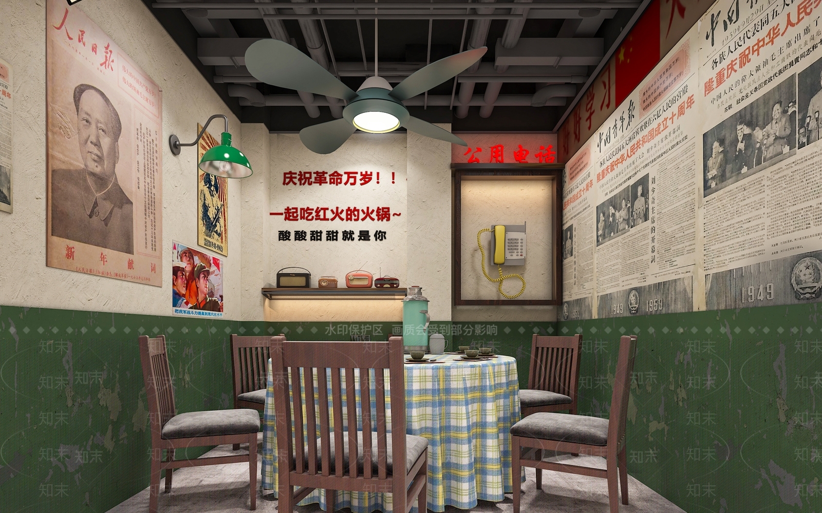 工业风火锅店3D模型下载【ID:1126952626】