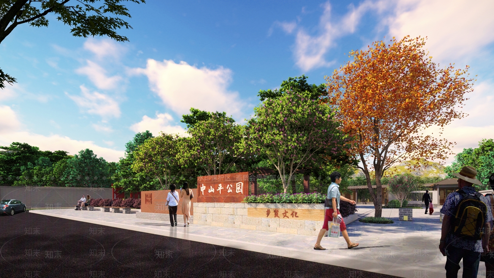现代广场景观SU模型下载【ID:1126953666】