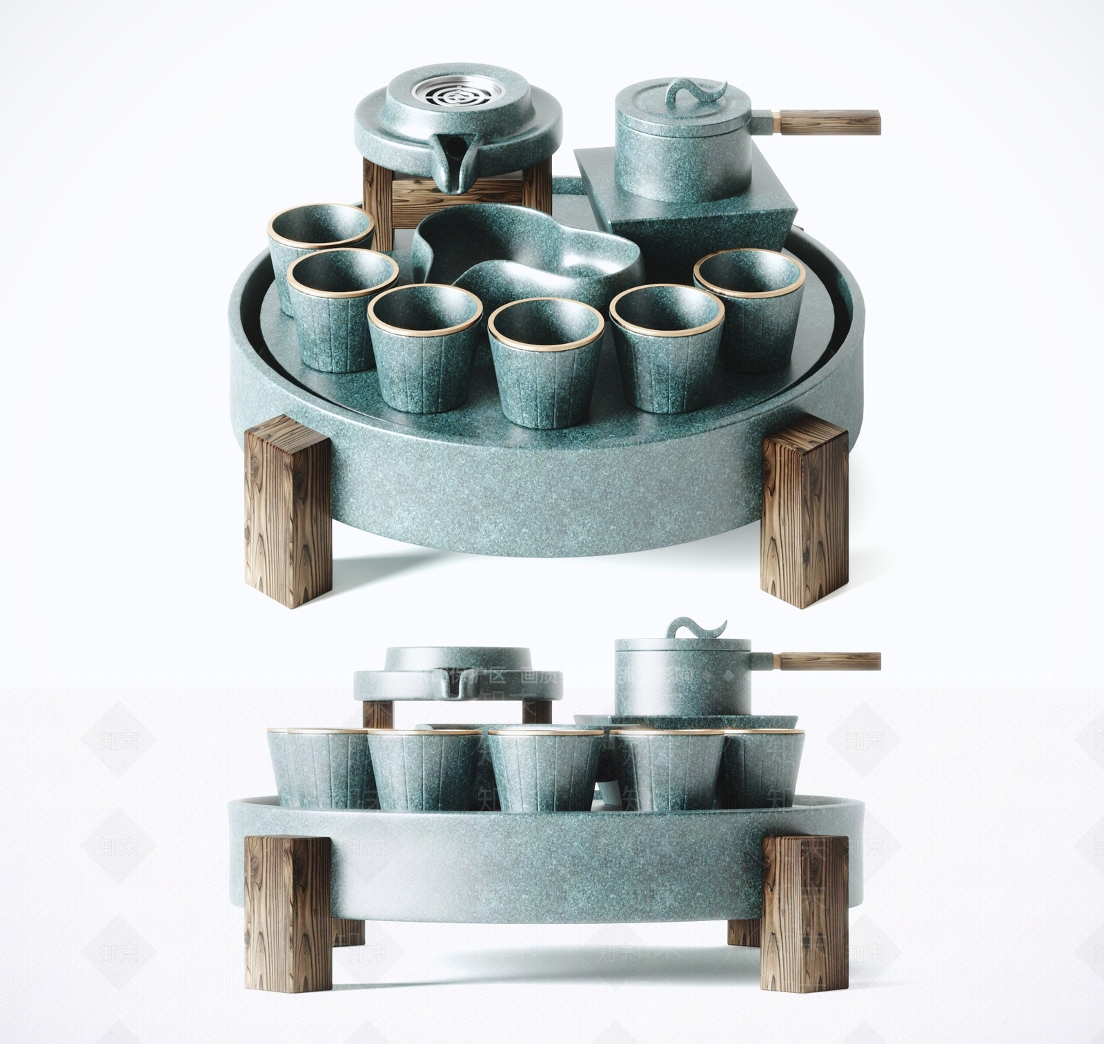 新中式茶具3D模型下载【ID:1126971395】