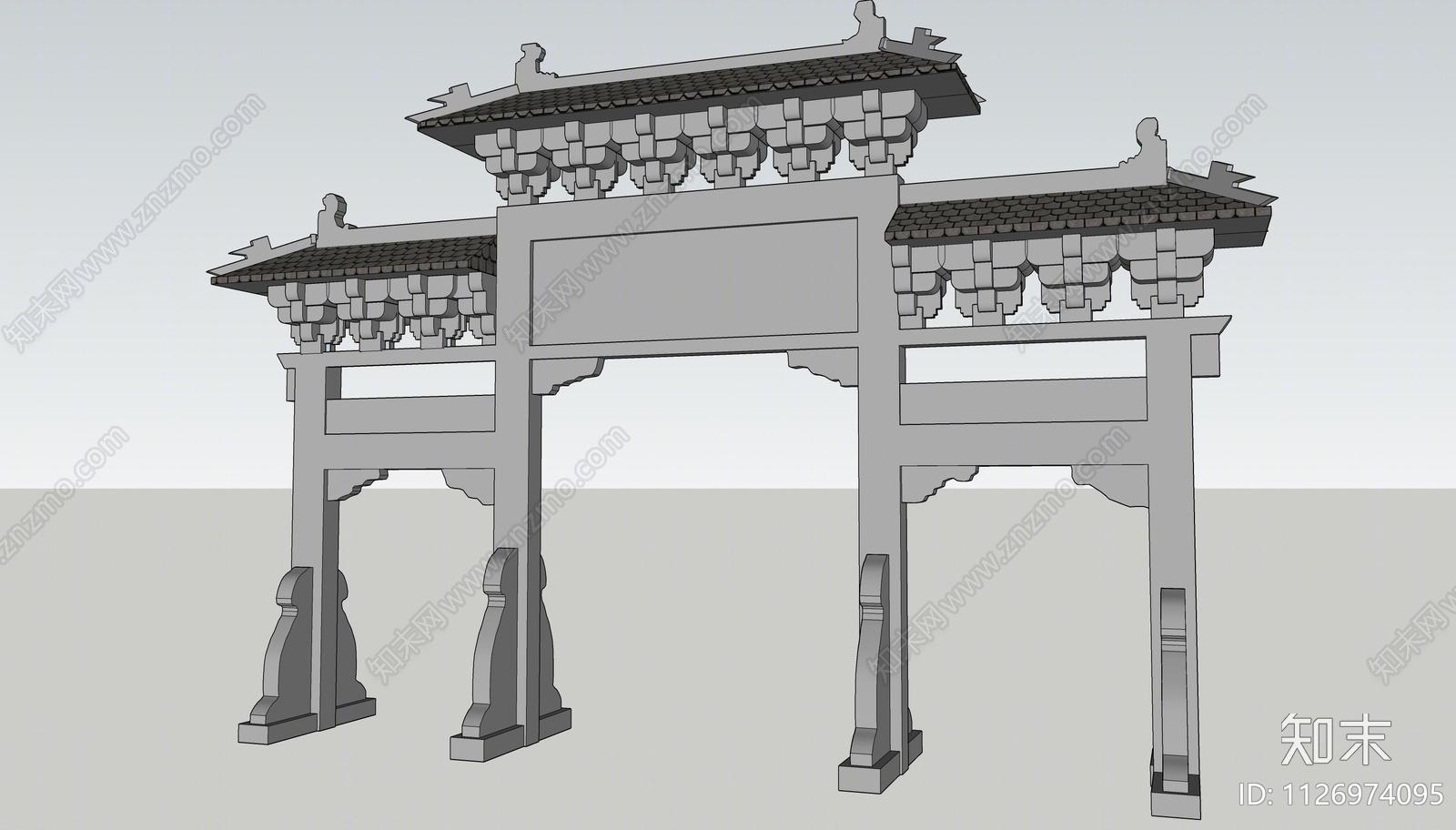 中式牌坊牌楼SU模型下载【ID:1126974095】