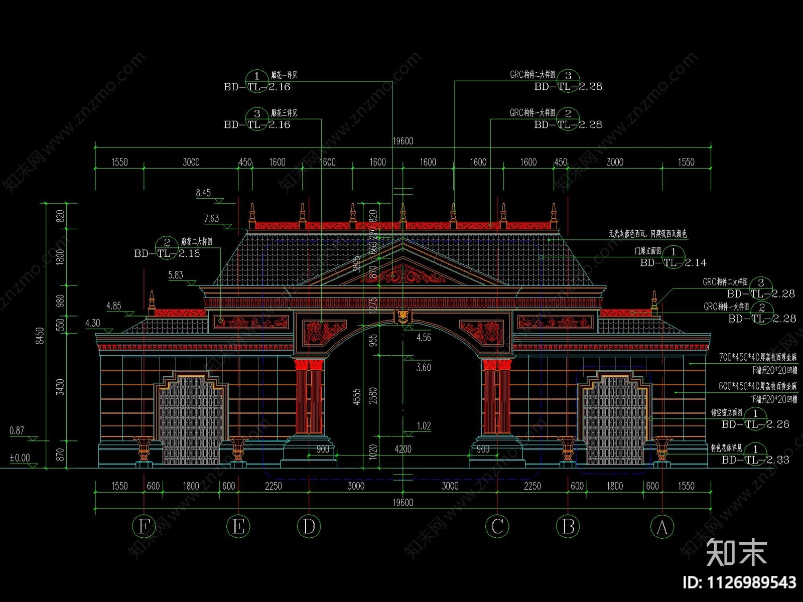 欧式U型亭廊组合cad施工图下载【ID:1126989543】