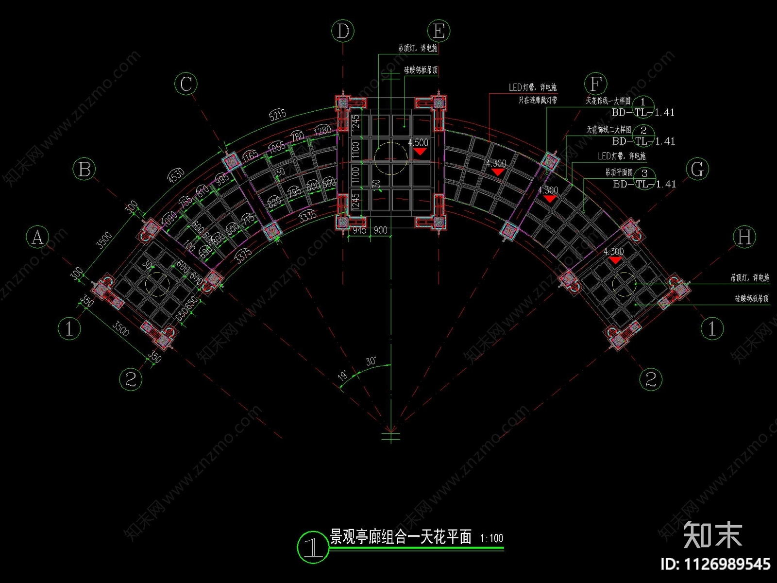 欧式景观亭廊组合详图cad施工图下载【ID:1126989545】